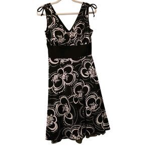 Vintage Speechless Babydoll Mini Dress Black White Deep V-Neck 2000's Y2k Size M